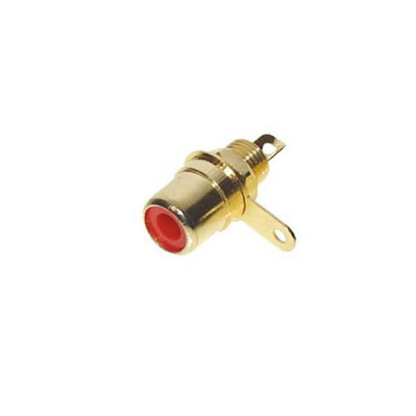 S-Conn Cinch - Einbaubuchse, vergoldet, rot, 52091-R