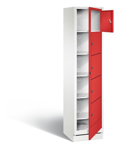 C+P Wäsche-Ausgabeschrank Evolo, H1800xB420xT500mm, Farbe: Verkehrsweiß / feuerrot, 48160-105 S10116