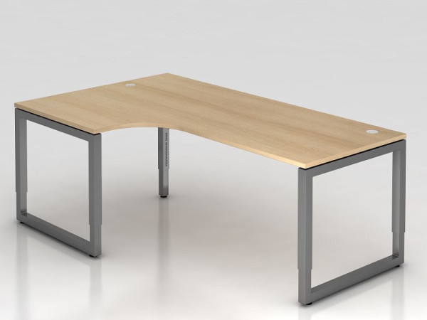 Hammerbacher Winkeltisch O-Fuß eckig 200x120cm Eiche/Graph, Winkelform 90°, links oder rechts montierbar, VRS82/E/G
