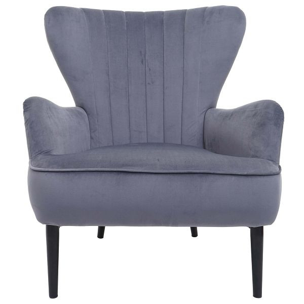 Mendler Lounge-Sessel HWC-K37, Cocktailsessel Polstersessel Sessel, Samt, grau, 89737