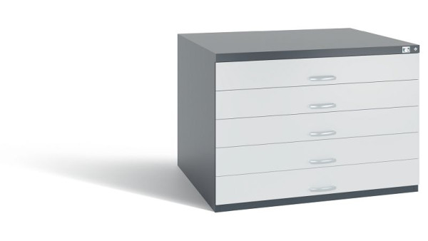 C+P Schubladenschrank Serie 7100_7200, H760xB1100xT765 mm, Anthrazit/Grau, 7101-100 S10293