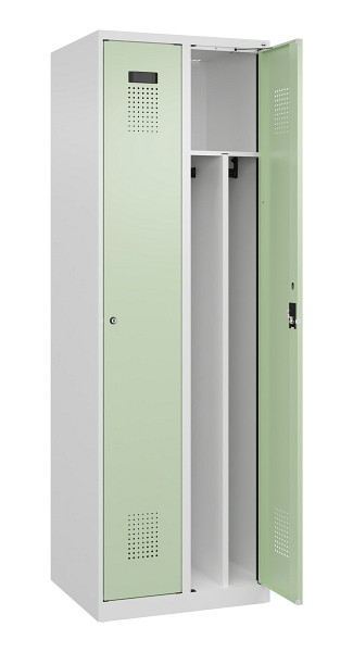 C+P Spind Evolo PLUS, 2 Abteile, 1850x600x500mm, 9016/6019, Verschluss Zylinderschloss, 049000-20F S10046