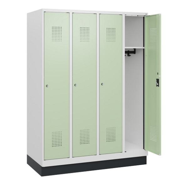 C+P Spind Evolo PLUS, Sockel, 4 Abteile, 1630x1200x500mm, 9016/6019, Zylinderschloss, 0490205-40 S10046