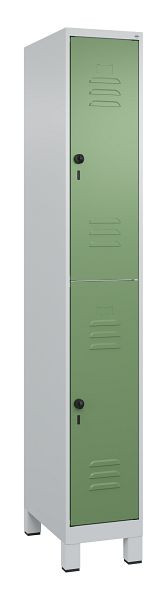 C+P Doppelstöckiger Spind Classic PLUS, Füße, 1950x300x500mm, 7035/6011, 080310-10 S10006