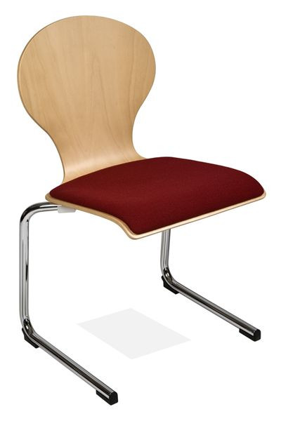 Kaiser-Sitzmöbel Stapelstuhl Freischwinger KS28FG-N2SP2, Form: N2, Sitz gepolstert, mit Filzgleiter für Holz-Böden, VE: 6 Stück, KS28FG-N2SP2