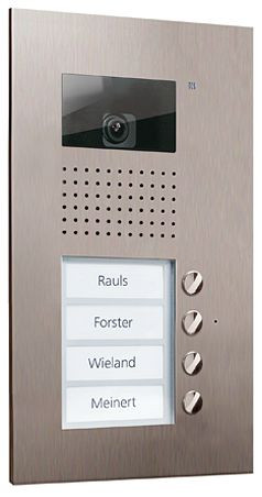 TCS Video Außenstation Serie AVU mit 4 Klingeltasten (rechtsbündig), 1-spaltig, UP Edelstahl, AVU14040-0030
