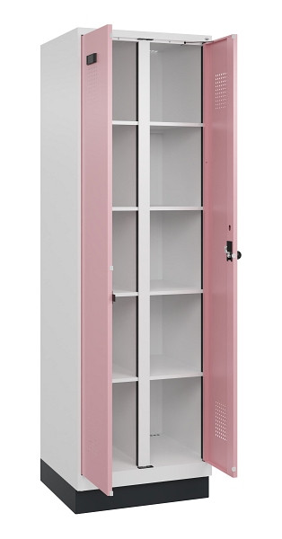 C+P Wäsche-Spind Evolo PLUS, mit Sockel, 2 Abteile, 1950x600x500mm, 9016/3015, Verschluss Drehriegel, 049022-20B S10018