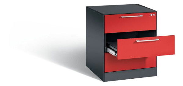 C+P Karteischrank Asisto, H710xB562xT600mm, Farbe: Schwarzgrau / feuerrot, Bügelgriff, 146274-322 S10160