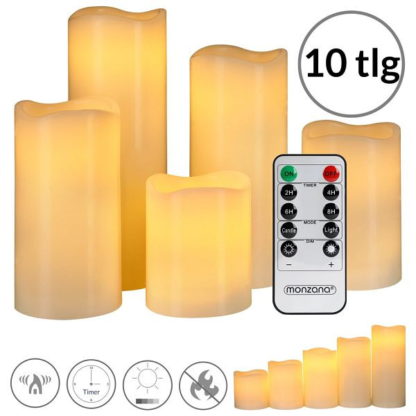 monzana LED Echtwachs Kerzen 10er-Set inkl Fernbedienung, 994594