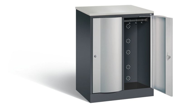 C+P Garderobenschrank Resisto, H1077xB772xT540mm, Farbe: Schwarzgrau / Weißaluminium, 8271-272 S10062