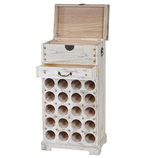 Mendler Weinregal Lucan T323, Flaschenregal Regal für 20 Flaschen, 94x48x31cm, Shabby-Look, Vintage, weiß, 37461