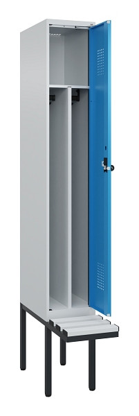 C+P Spind Evolo PLUS, 1 Abteile, 2120x300x815mm, 7035/5012, Haken 4, Drehriegel, Material Sitzfläche Kunststoff, 0490407-10F S10061