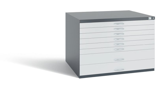 C+P Schubladenschrank Serie 7100_7200, H760xB1100xT765 mm, Anthrazit/Grau, 7101-200 S10347