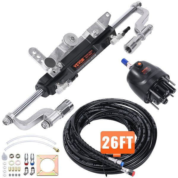 VEVOR Hydraulisches Außenborder-Lenkset, 300 PS, mit Steuerpumpe, Zweiwege-Sperrzylinder und 8 m hydraulischem Lenkschlauch, XWYYFXBDJTJ37VR7HV0