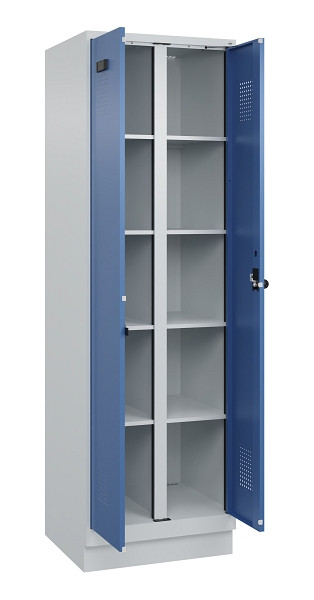 C+P Wäsche-Spind Evolo PLUS, mit Sockel, 2 Abteile, 1950x600x500mm, 7035/5023, Verschluss Drehriegel, 049022-20B S10008