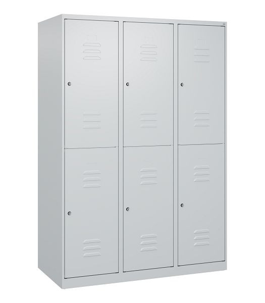 C+P Doppelstöckiger Spind Classic PLUS, 3 Abteile, 1700x1200x500mm, 7035/7035, Zylinderschlösser, 0803007-32 S10021