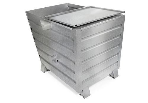 RR Industrietechnik Schüttgutbehälter Universal aus Stahl, 650 Liter, mit Deckel, verzinkt, 174067