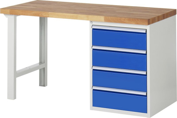 RAU Werkbank Serie 7000 - Baukasten-Bauweise, 2 Meter Breite, Unterbau-Container (4x Schublade), 1500x840x900 mm, 03-7509A1-159B4S.11