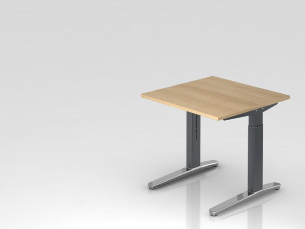 Hammerbacher Schreibtisch C-Fuß 80x80cm Eiche/Graphit (Poliert), Rechteckform, VXB08/E/GC