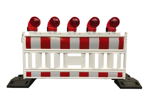 Schake Sperrstrahlergarnitur, 1x Absperrschrankengitter, 2x Fußplatte, 5x rote Bakenleuchte Powernox, 24x Blockbatterie, 33420KA-SETSSG