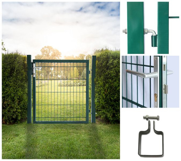 HOME DELUXE Gartentor für Doppelstabmattenzaun PORTARIUS, 140 cm Grün, 38196