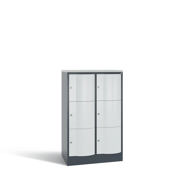 C+P Schließfachschrank Resisto,6 Fächer,H1255xB772xT540mm,Anthrazit/Grau/DBSHellgrau, 8573-272 S10520