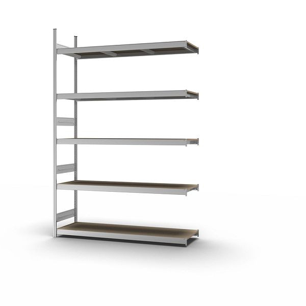 hofe Großfach-Anbauregal, 3000x500x2000 mm, 5 Fachebenen, Spanplatte verzinkt, 350 kg Fachlast, 2000 kg Feldlast, zweiseitige Bedienung, GZA30520S