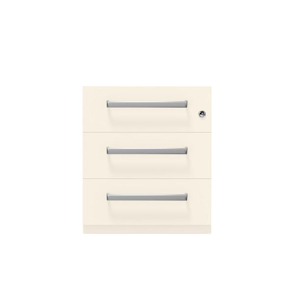 Bisley Rollcontainer Note™, 3 Schubladen, Tiefe 565 mm, Designgriff, 625 reinweiß, NWH59M7SSS625