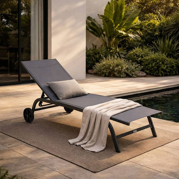 HOME DELUXE Gartenliege NAILEA DELUXE mit Rollen - Anthrazit, 75211