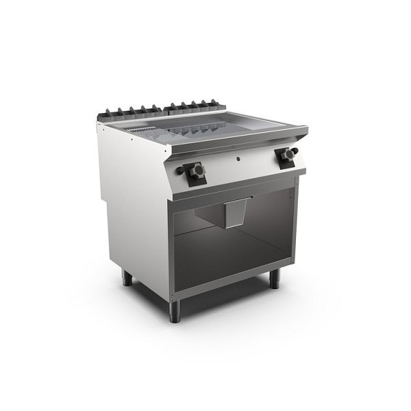Mareno M1-700 Gas-Grillplatte mit 2/3 glatter und 1/3 gerippter Chromplatte, 80cm, FT78GMCG, 171.224