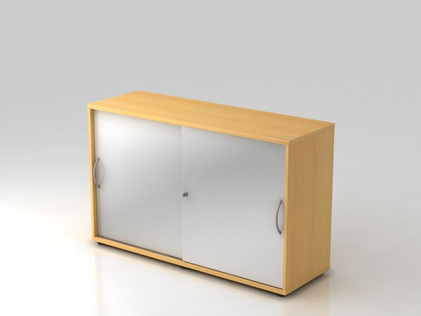 Hammerbacher Schiebetürschrank 2OH 120cm Bogengriff Buche/Silber, 120x40x74,8 cm (BxTxH), V1752S/6/S/BM