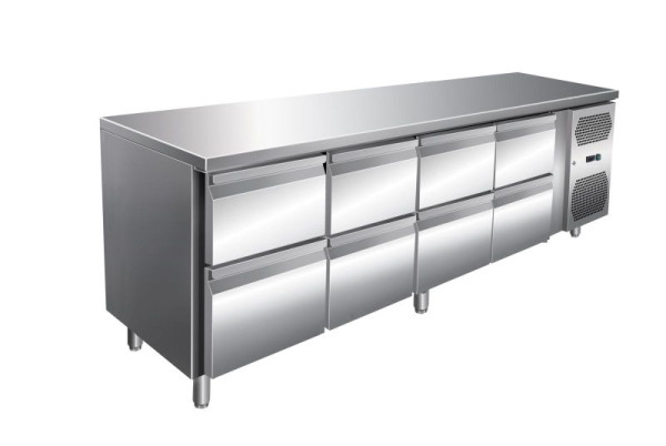 A&S Polarny VIP Kühltisch mit 4x 2 Schubladen -2 bis +8°C, 2.230x700x860 mm, KT4C8-VIP