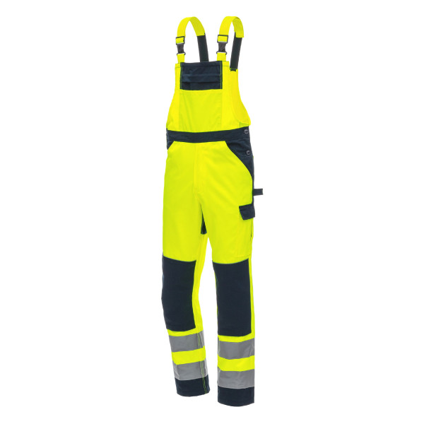NITRAS MOTION TEX VIZ, Warnschutz-Latzhose, Größe: 56, Farbe: neongelb/marineblau, VE: 10 Stück, 7572-4021-56