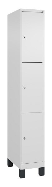 C+P Schließfachschrank Classic PLUS, Füße, 1950x300x500mm, 9016/9016, mit 3 Fächern, 080010-103 S10014