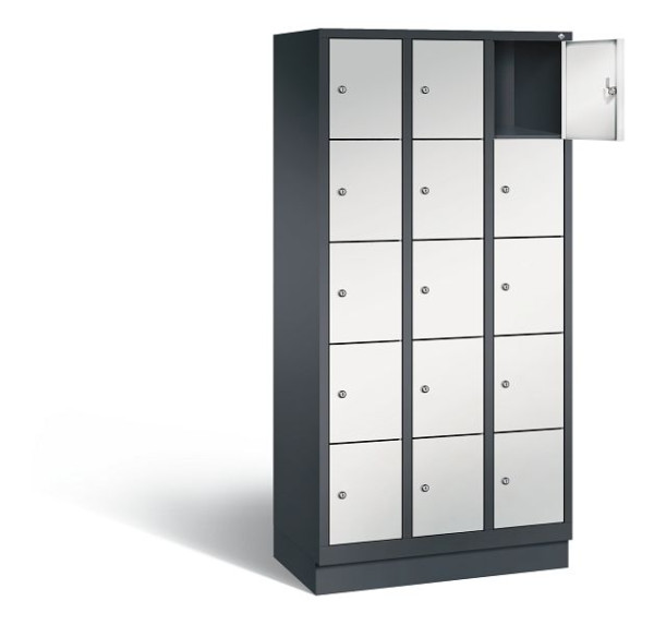 C+P Schließfachschrank Evolo, H1800xB900xT500mm, Farbe: Schwarzgrau / Lichtgrau, 48020-305 S10020