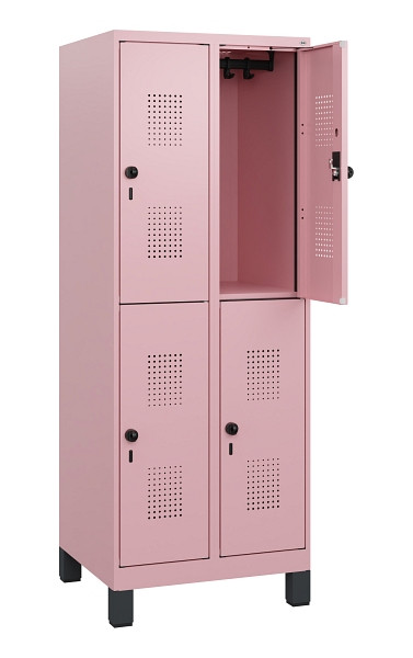 C+P Doppelstöckiger Spind Evolo PLUS, Füße, 4 Fächer, 1630x600x500mm, 3015/3015, Drehriegel, 0493105-20 S10032