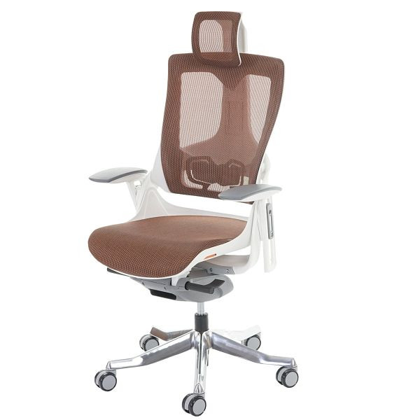 Mendler Bürostuhl MERRYFAIR Wau 2, Schreibtischstuhl Drehstuhl, Polster/Netz, ergonomisch, mandarin, 44381