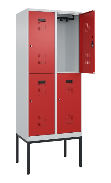 C+P Doppelstock-Spind Evolo PLUS, Gestell, 4 Fächer, 2120x800x500mm, 7035/3000, Zylinderschloss, 0493307-22 S10030