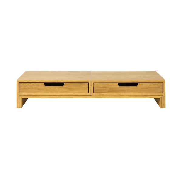 SoBuy Bildschirmerhöhung mit 2 Schubladen Holzfarbe 51x25x11.5 cm, Rustikal, BBF04-N