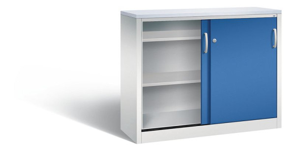 C+P Sideboard mit Schiebetüren Acurado, H1000xB1200xT400mm, Farbe: Lichtgrau / Enzianblau, Bügelgriff, 2046-00 S10210