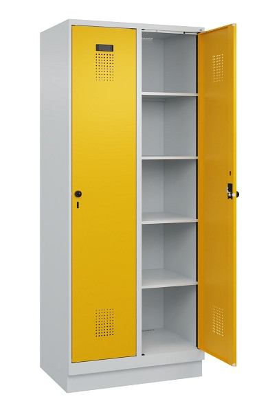 C+P Wäsche-Spind Evolo PLUS, mit Sockel, 2 Abteile, 1950x800x500mm, 7035/1004, Verschluss Drehriegel, Ablageböden 8, 049020-22B S10000