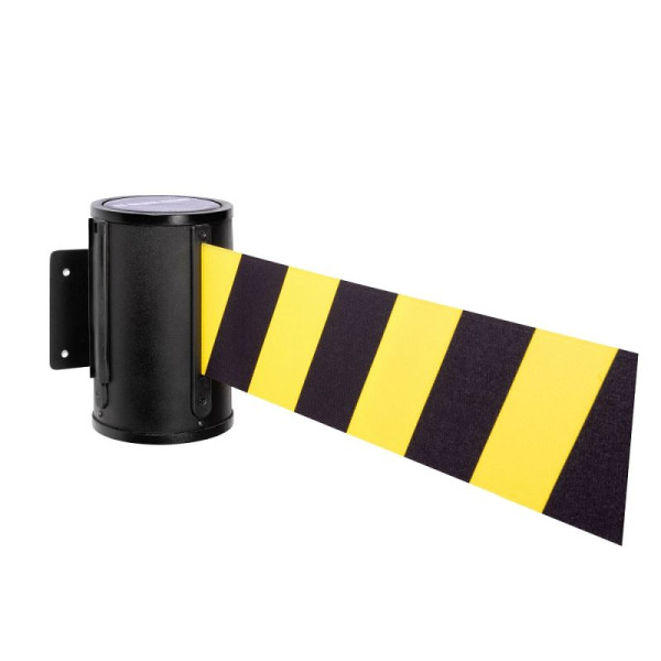 Stein HGS Wandgurtkassette 'P-Line 86' aus Metall, schwarz, breites Band, Gurtlänge 7 m, schwarz/gelb, 65870.0005