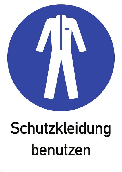Moedel Schutzkleidung benutzen ISO 7010, Kombischild, Aluminium, 262x371 mm, 98887