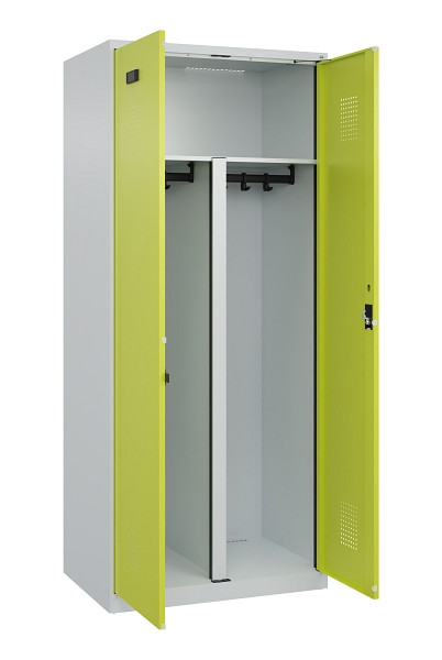 C+P PSA Schwarz-Weiß-Spind Evolo PLUS, 2 Abteile, 1850x800x500mm, 7035/0024, Zylinderschloss, 049002-22P S10042