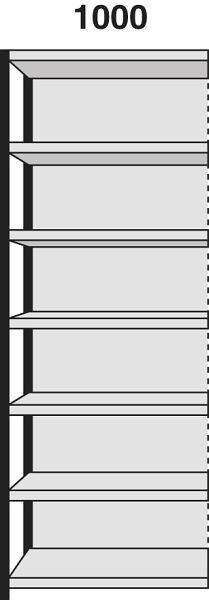 Kerkmann Regalfeld Stora 100, B 1000 x T 600 x H 2600 mm, silber/lichtgrau, 51260414