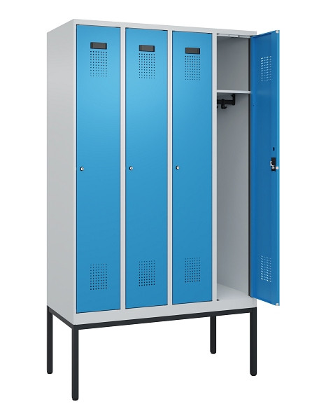 C+P Spind Evolo PLUS, Gestell, 4 Abteile, 2120x1200x500mm, 7035/5012, Verschluss Zylinderschloss, Ablageböden 4, 0490307-40 S10034