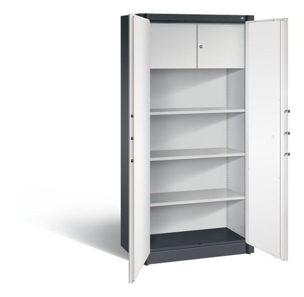 C+P Feuerschutzschrank Certos, H1950xB930xT500mm, Farbe: Schwarzgrau / Verkehrsweiß, Klinkengriff, 4 OH, 1170-100 S10199