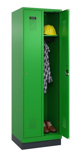 C+P Spind Evolo PLUS, mit Sockel, 2 Abteile, 1950x600x500mm, 6037/6037, Verschluss Zylinderschloss, Ablageböden 2, 049020-20 S10053