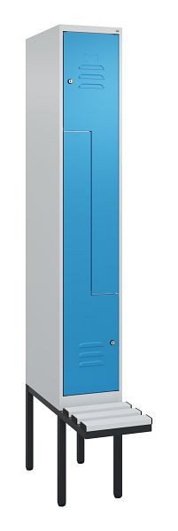 C+P Z-Spind Classic PLUS, Bank, 2 Abteile, 2120x300x815mm, 7035/5012, Zylinderschlösser, 0800437-102 S10049