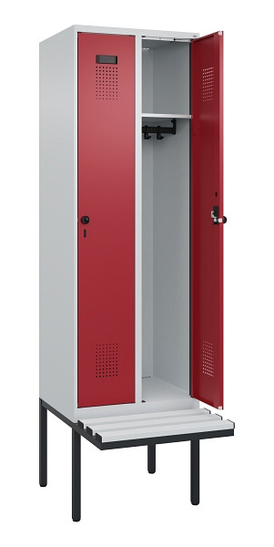 C+P Spind Evolo PLUS, 2 Abteil, 2120x600x815mm, 7035/3003, Drehriegel, Material Sitzfläche Kunststoff, 0490407-20 S10058